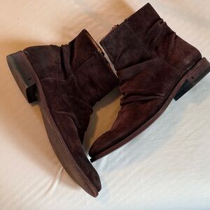 John Varvatos Wine Brown Suede Men's Ankle Boots